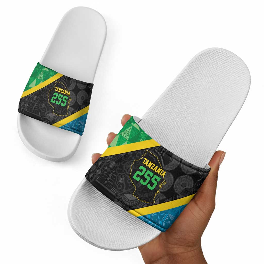 Tanzania 255 Slide Sandals African Mix Pattern Flag Motif