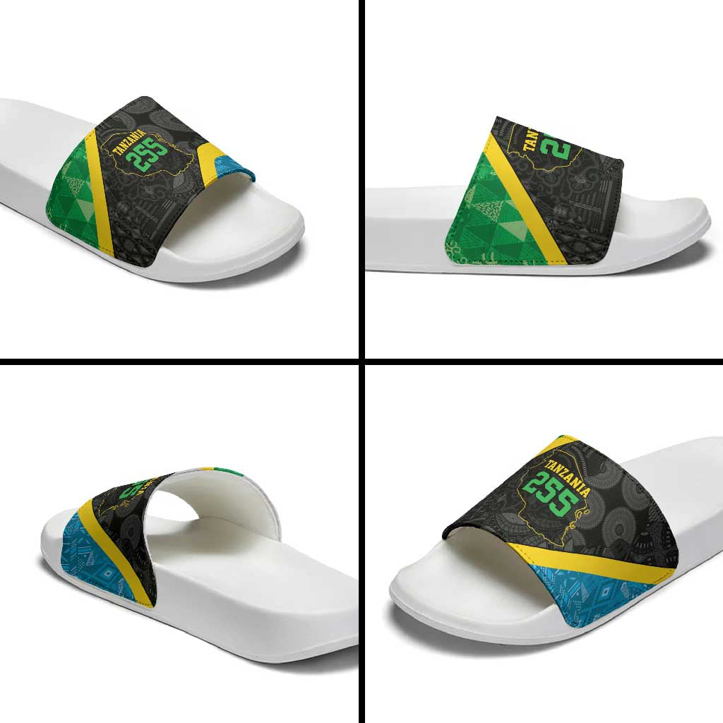 Tanzania 255 Slide Sandals African Mix Pattern Flag Motif