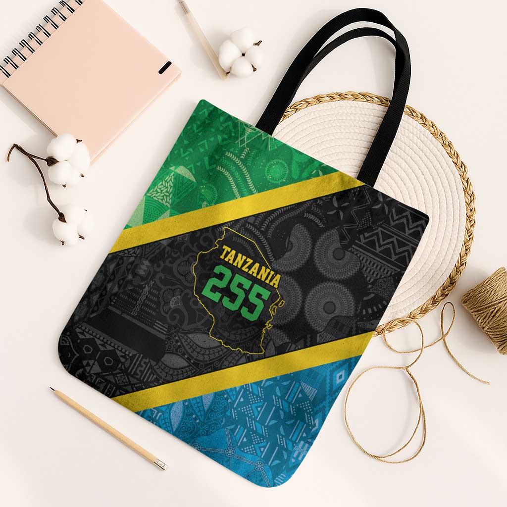 Tanzania 255 Tote Bag African Mix Pattern Flag Motif