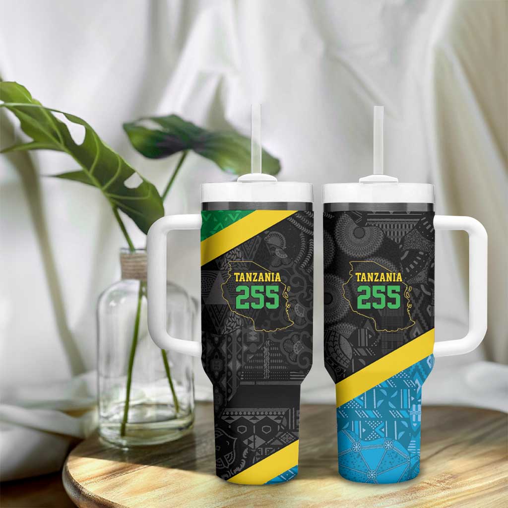 Tanzania 255 Tumbler With Handle African Mix Pattern Flag Motif - African Pride