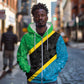 Tanzania 255 Zip Hoodie African Mix Pattern Flag Motif - African Pride