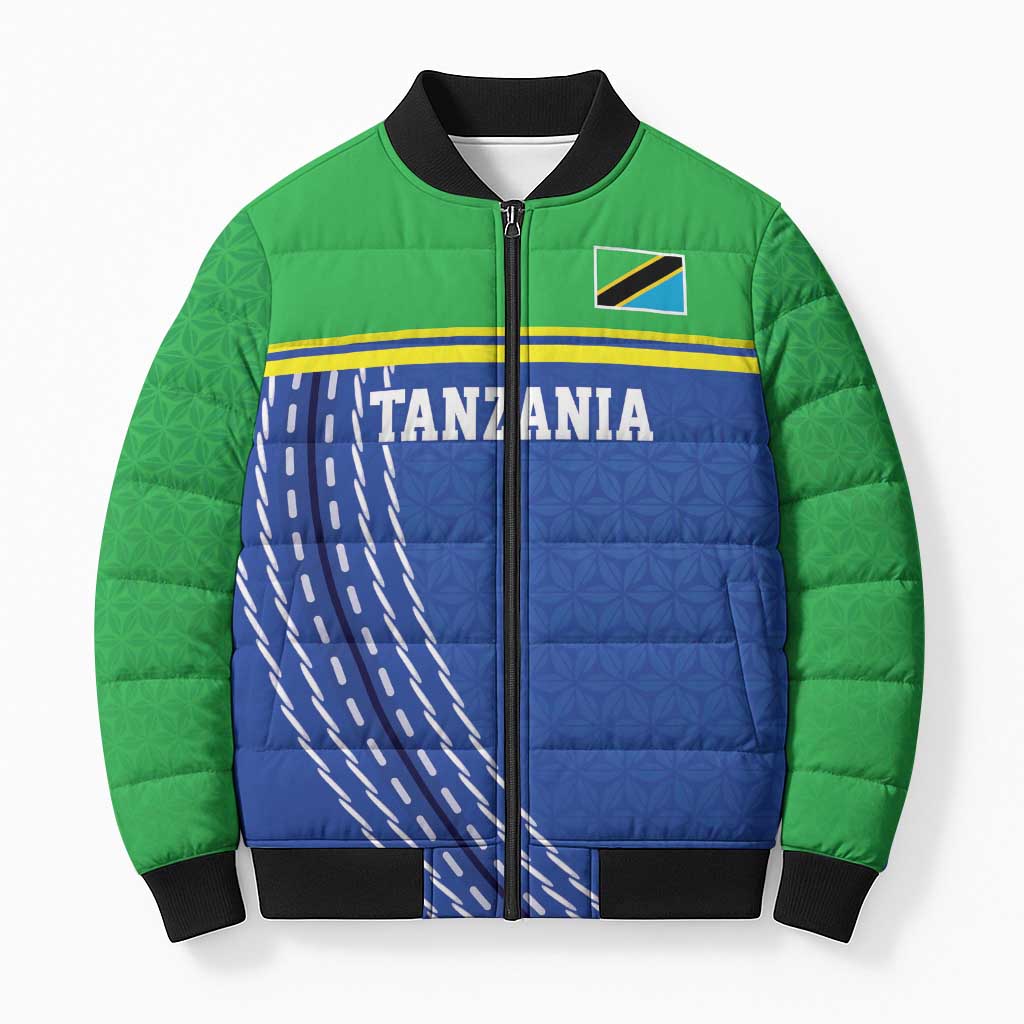 Custom Cicket African Tanzania Bomber Puffer Jacket The Cows Tanzania Pattern