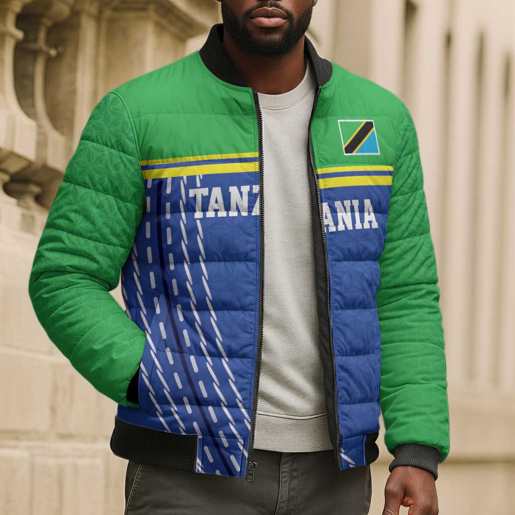 Custom Cicket African Tanzania Bomber Puffer Jacket The Cows Tanzania Pattern