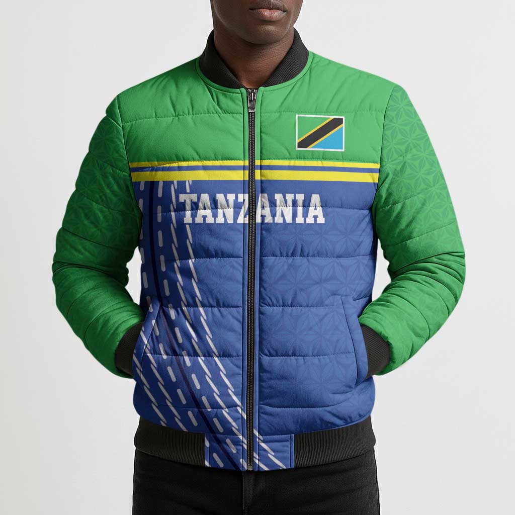 Custom Cicket African Tanzania Bomber Puffer Jacket The Cows Tanzania Pattern