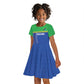 Custom Cicket African Tanzania Kid Short Sleeve Dress The Cows Tanzania Pattern - African Pride