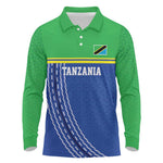 Custom Cicket African Tanzania Long Sleeve Polo Shirt The Cows Tanzania Pattern - African Pride