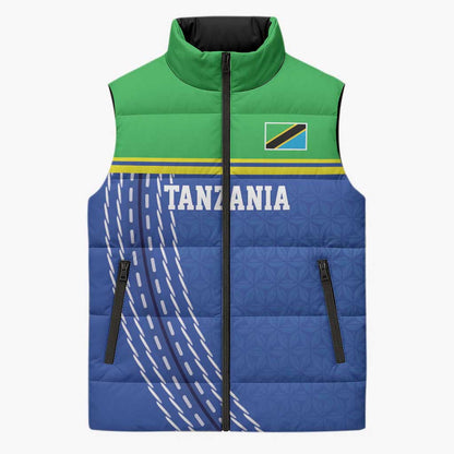Custom Cicket African Tanzania Sleeveless Puffer Jacket The Cows Tanzania Pattern