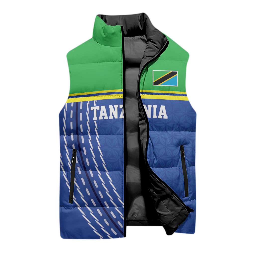 Custom Cicket African Tanzania Sleeveless Puffer Jacket The Cows Tanzania Pattern