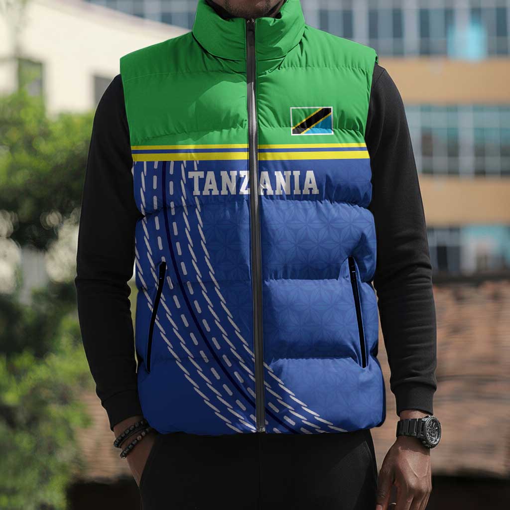 Custom Cicket African Tanzania Sleeveless Puffer Jacket The Cows Tanzania Pattern