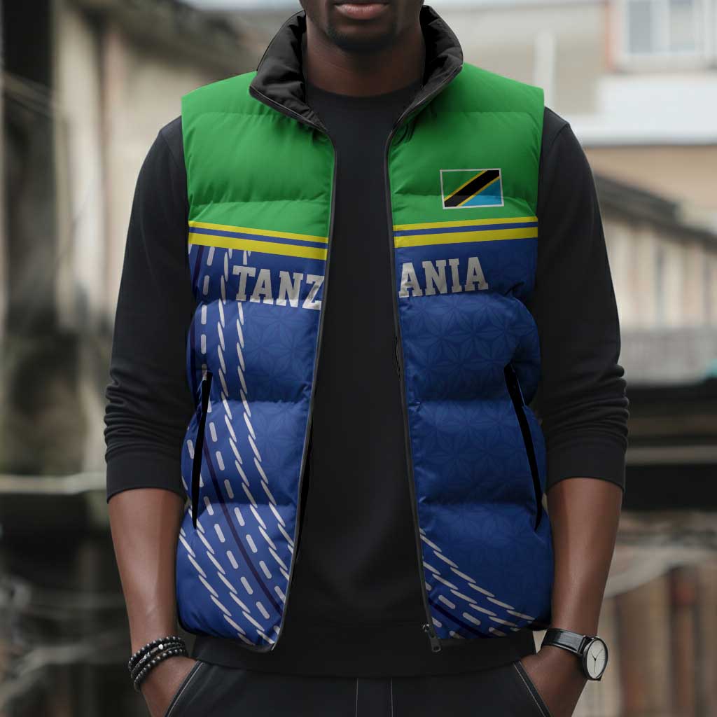 Custom Cicket African Tanzania Sleeveless Puffer Jacket The Cows Tanzania Pattern
