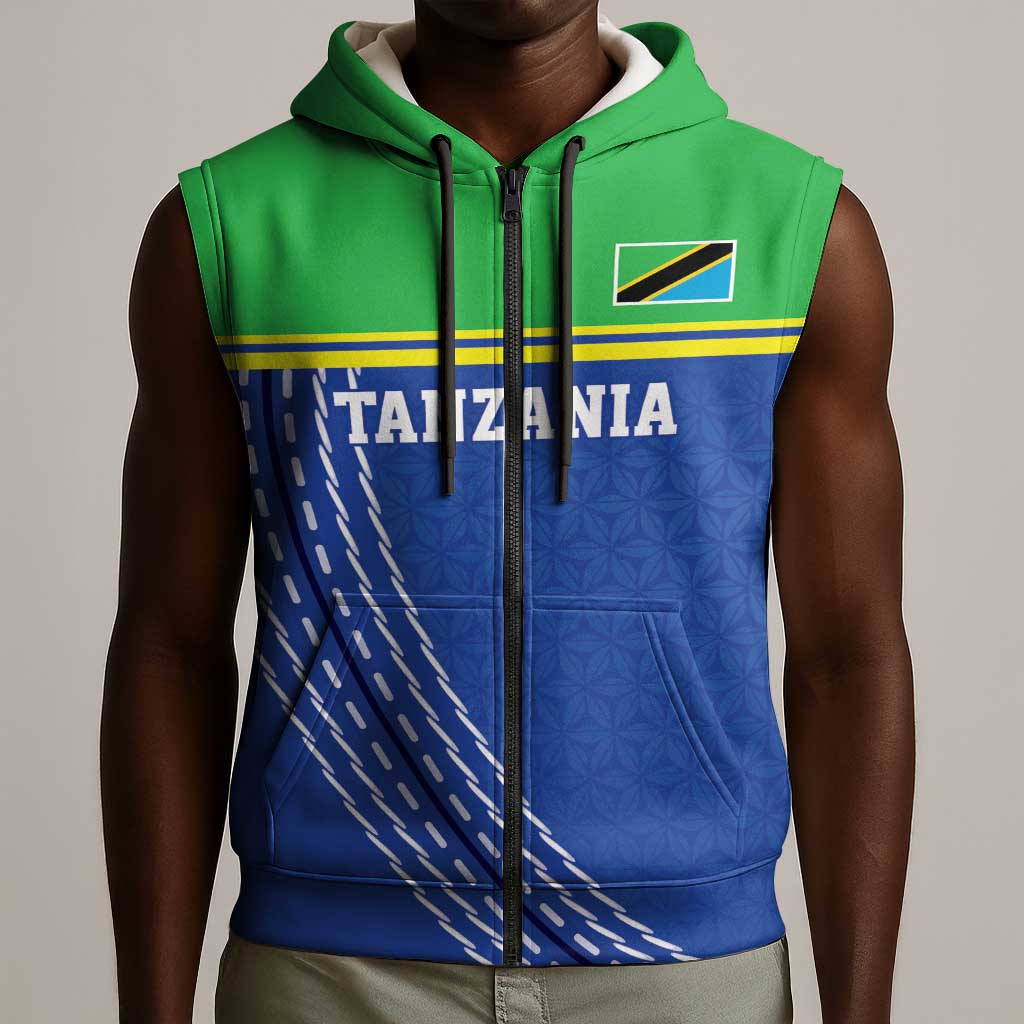 Custom Cicket African Tanzania Sleeveless Zip Hoodie The Cows Tanzania Pattern - African Pride