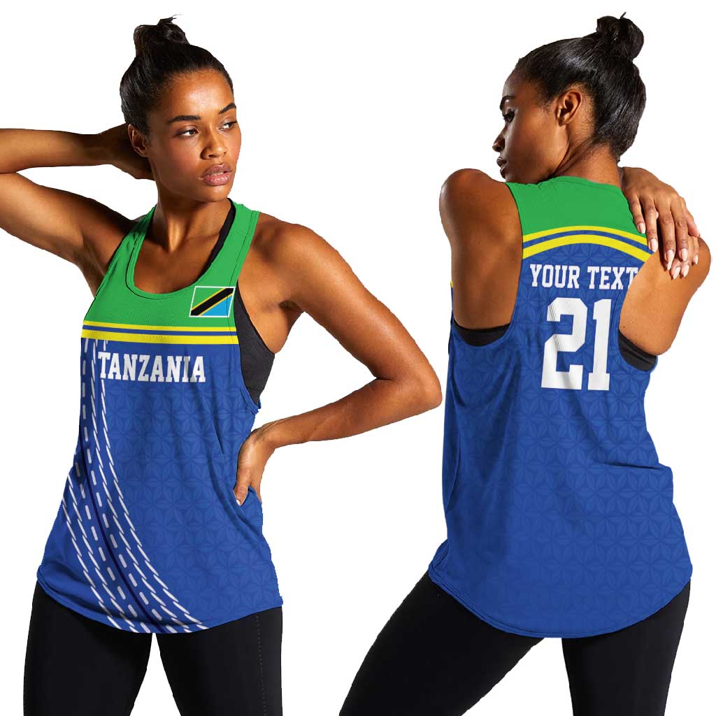 Custom Cicket African Tanzania Women Racerback Tank The Cows Tanzania Pattern - African Pride