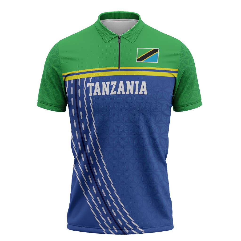 Custom Cicket African Tanzania Zipper Polo Shirt The Cows Tanzania Pattern