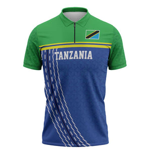 Custom Cicket African Tanzania Zipper Polo Shirt The Cows Tanzania Pattern