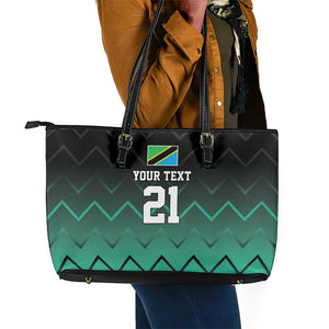 Custom Football African Tanzania Leather Tote Bag Retro 2023-24 Tanzania History - African Pride