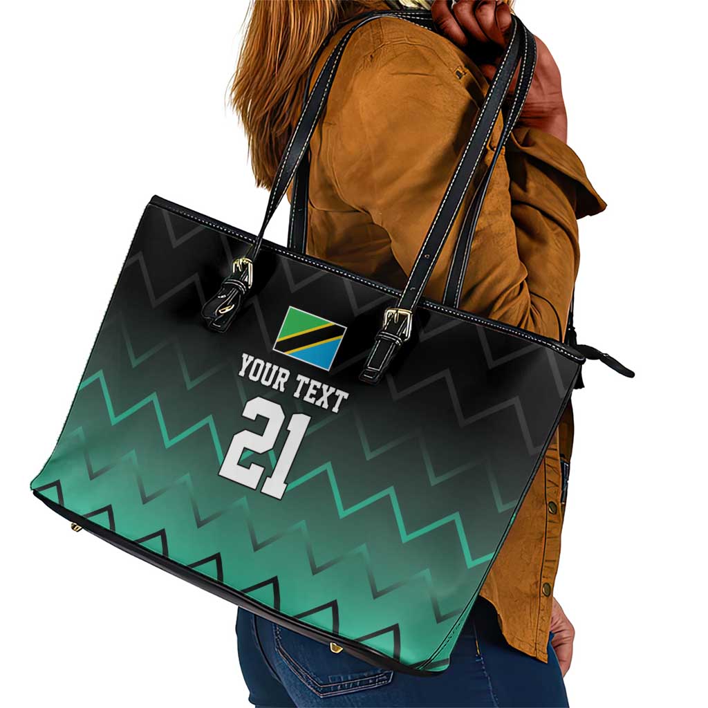 Custom Football African Tanzania Leather Tote Bag Retro 2023-24 Tanzania History - African Pride
