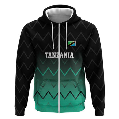 Custom Football African Tanzania Zip Hoodie Retro 2023-24 Tanzania History - African Pride