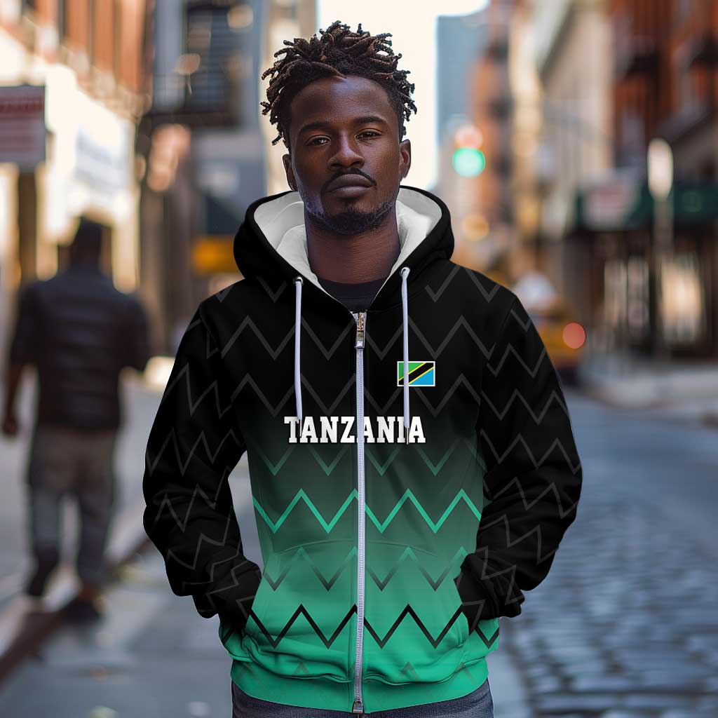 Custom Football African Tanzania Zip Hoodie Retro 2023-24 Tanzania History - African Pride