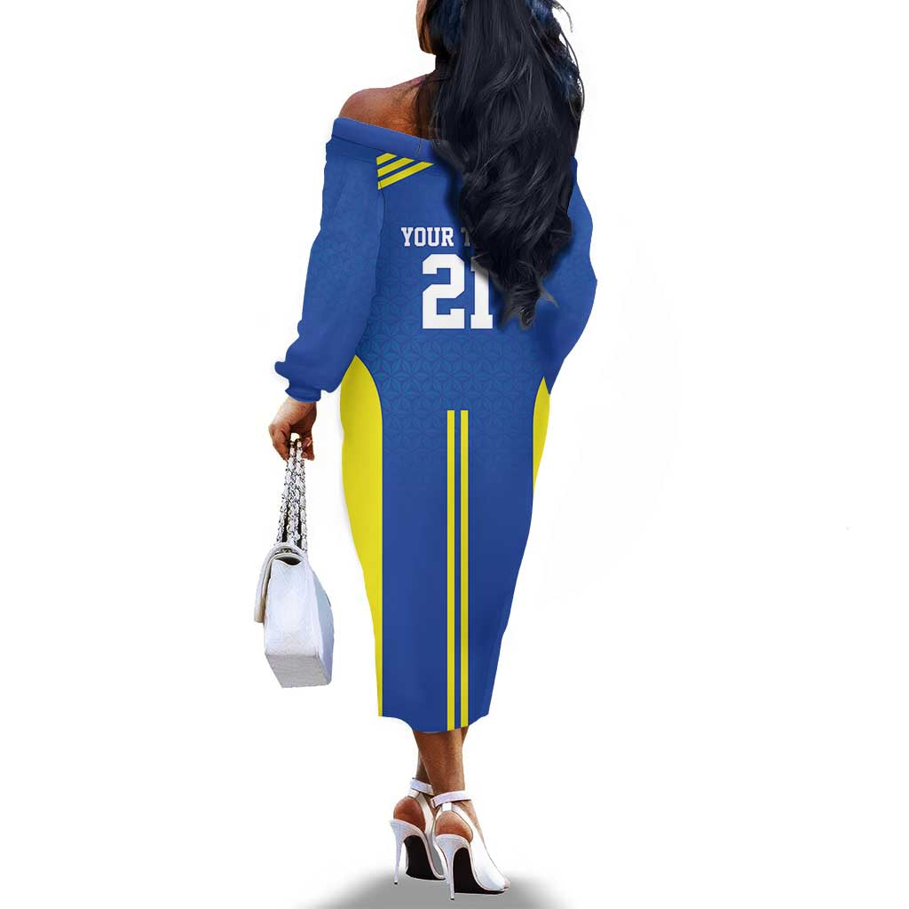 Custom Football African Tanzania Off The Shoulder Long Sleeve Dress Taifa Stars Go Champion - African Pride