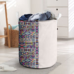 African Ndebele Art Patterns Laundry Basket Beige Half Style