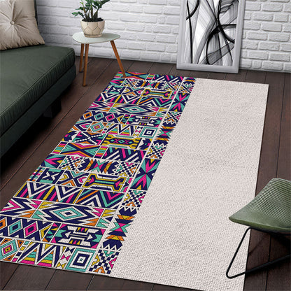 African Ndebele Art Patterns Area Rug Beige Half Style