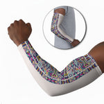 African Ndebele Art Patterns Arm Sleeves Beige Half Style