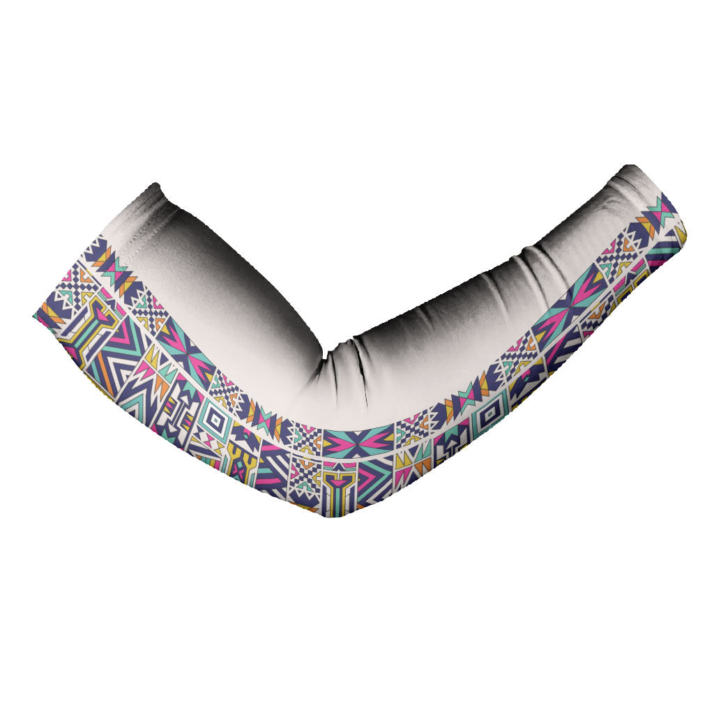 African Ndebele Art Patterns Arm Sleeves Beige Half Style