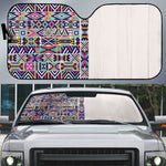 African Ndebele Art Patterns Auto Sun Shade Beige Half Style