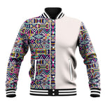 African Ndebele Art Patterns Baseball Jacket Beige Half Style