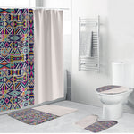 African Ndebele Art Patterns Bathroom Set Beige Half Style