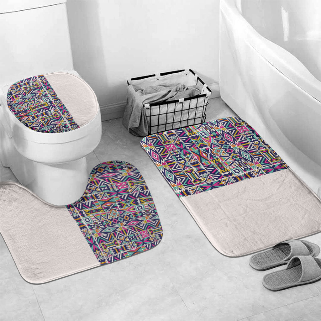 African Ndebele Art Patterns Bathroom Set Beige Half Style