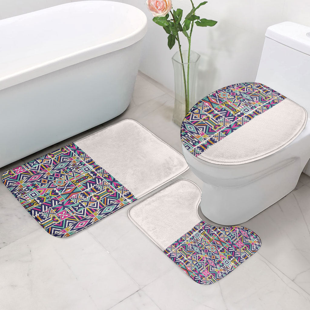 African Ndebele Art Patterns Bathroom Set Beige Half Style