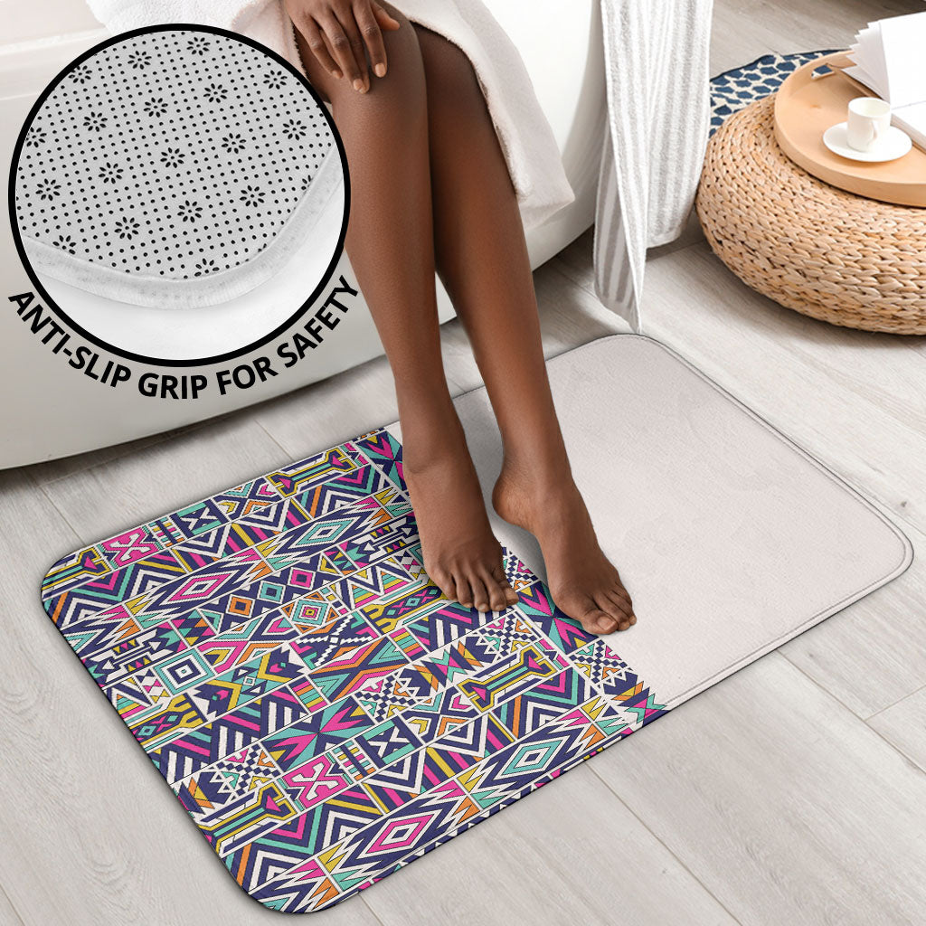 African Ndebele Art Patterns Bathroom Set Beige Half Style