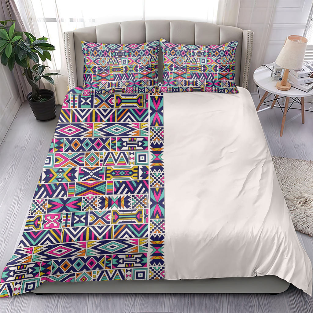 African Ndebele Art Patterns Bedding Set Beige Half Style