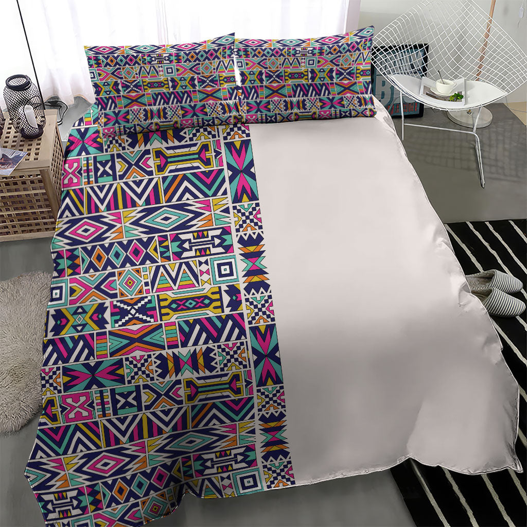African Ndebele Art Patterns Bedding Set Beige Half Style