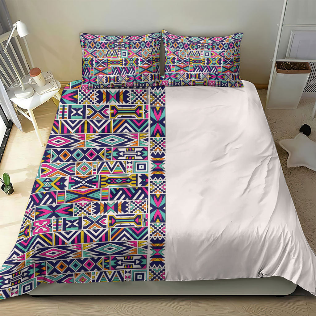 African Ndebele Art Patterns Bedding Set Beige Half Style
