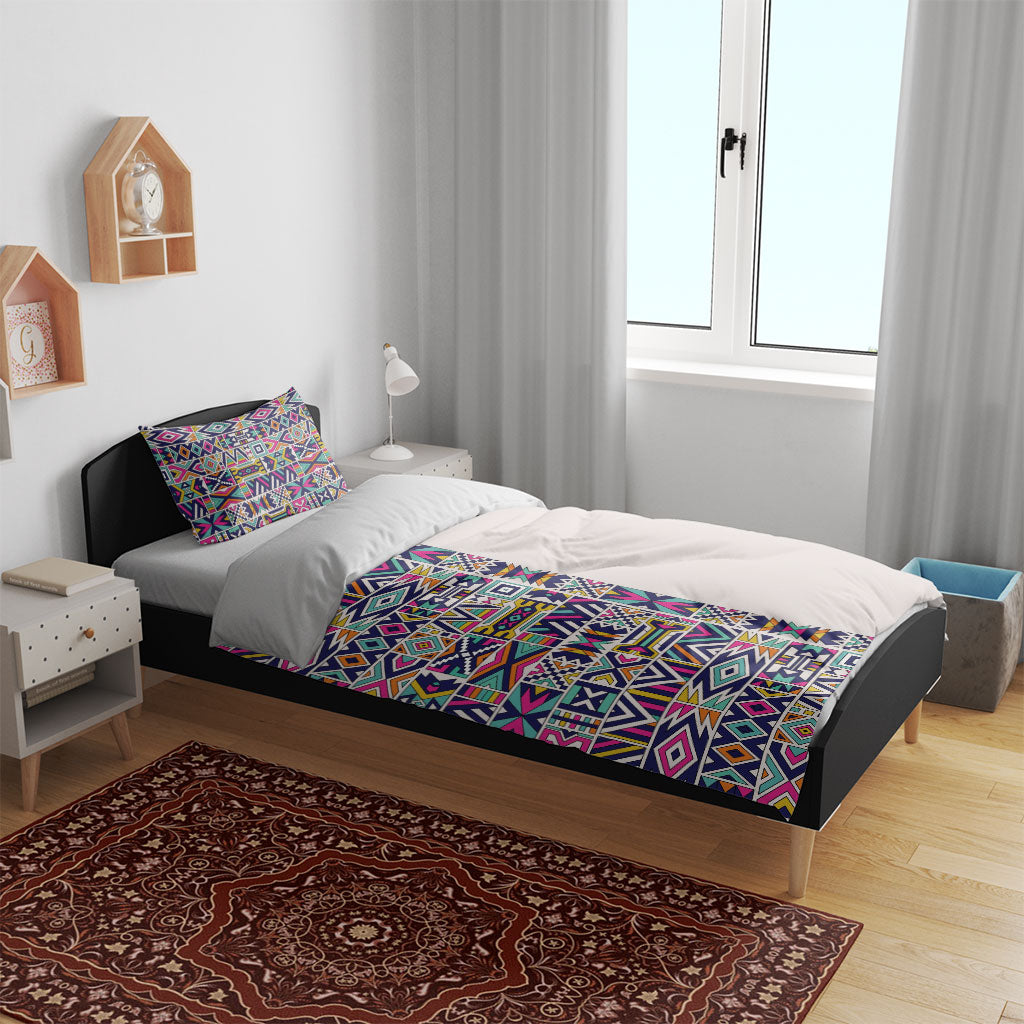 African Ndebele Art Patterns Bedding Set Beige Half Style