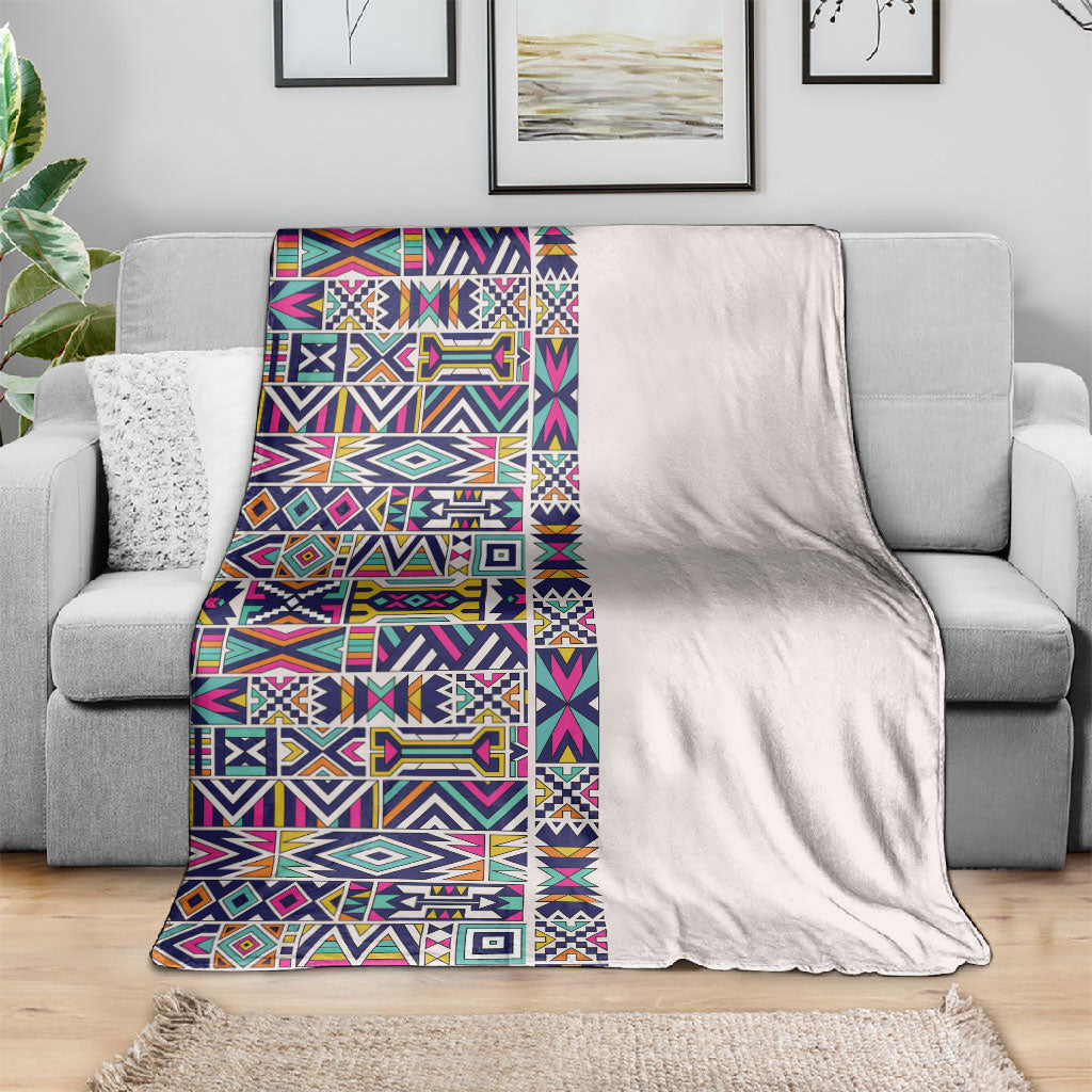 African Ndebele Art Patterns Blanket Beige Half Style