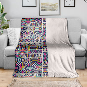 African Ndebele Art Patterns Blanket Beige Half Style