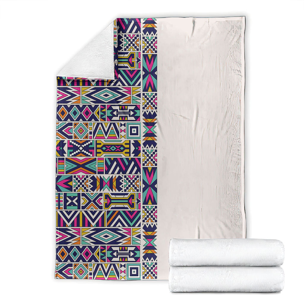 African Ndebele Art Patterns Blanket Beige Half Style