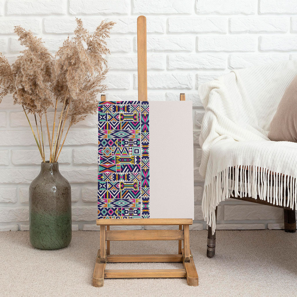 African Ndebele Art Patterns Canvas Wall Art Beige Half Style