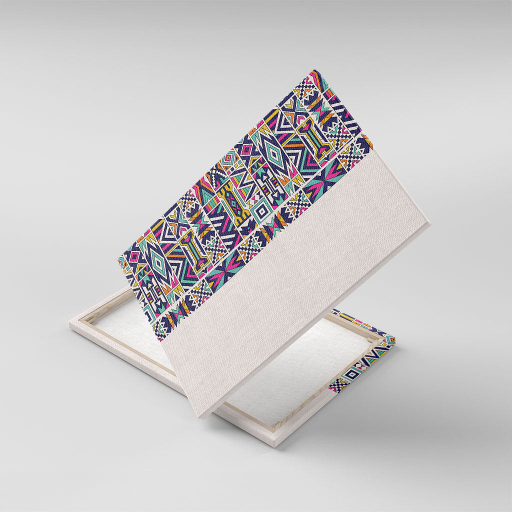 African Ndebele Art Patterns Canvas Wall Art Beige Half Style