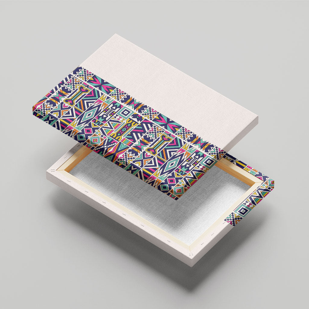 African Ndebele Art Patterns Canvas Wall Art Beige Half Style