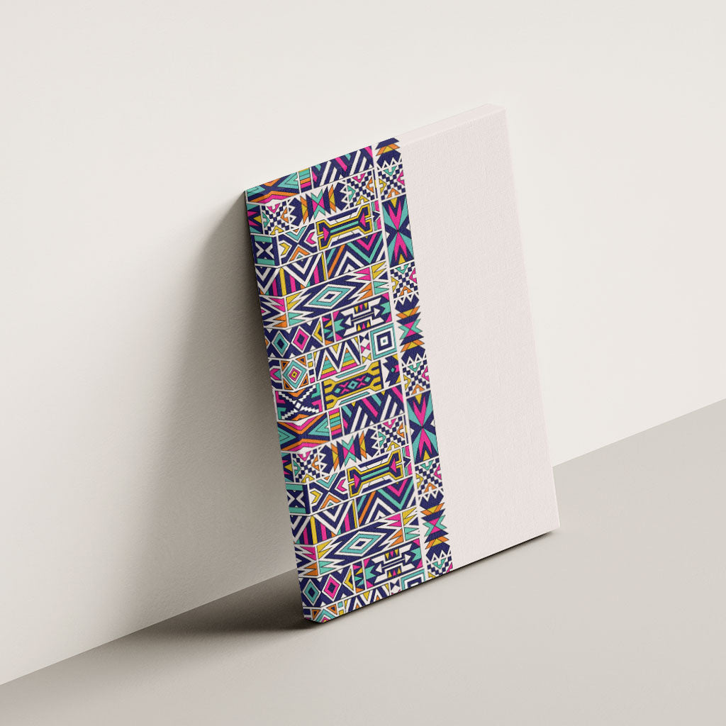 African Ndebele Art Patterns Canvas Wall Art Beige Half Style