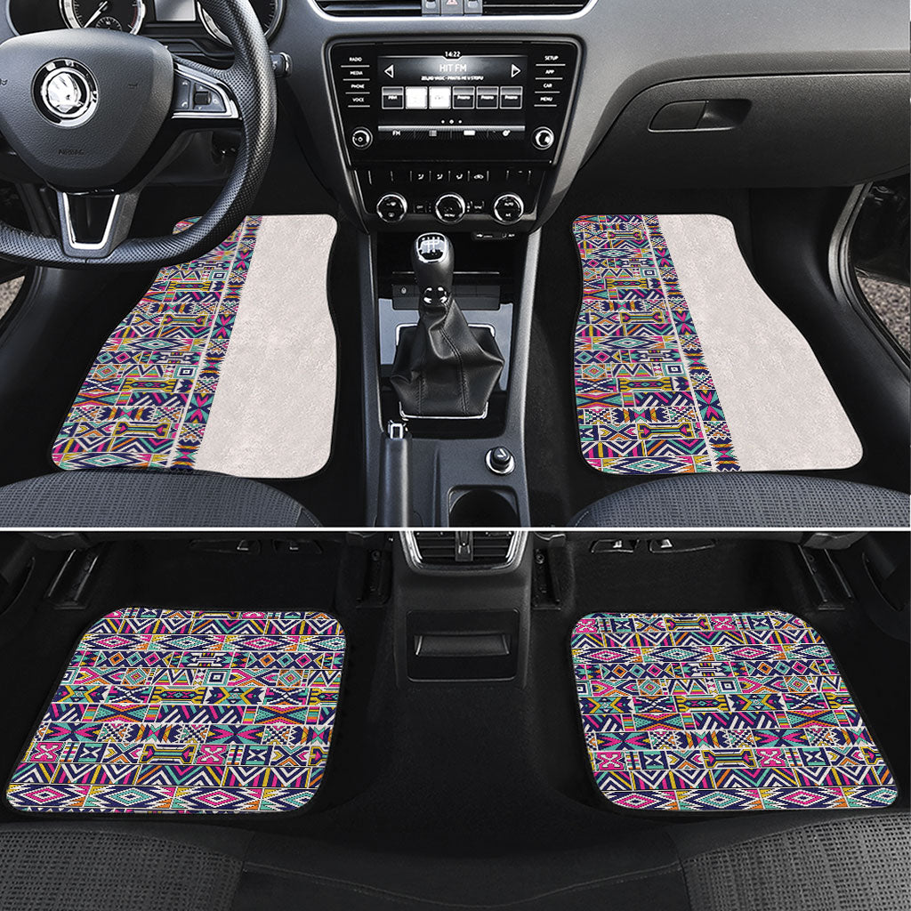 African Ndebele Art Patterns Car Mats Beige Half Style