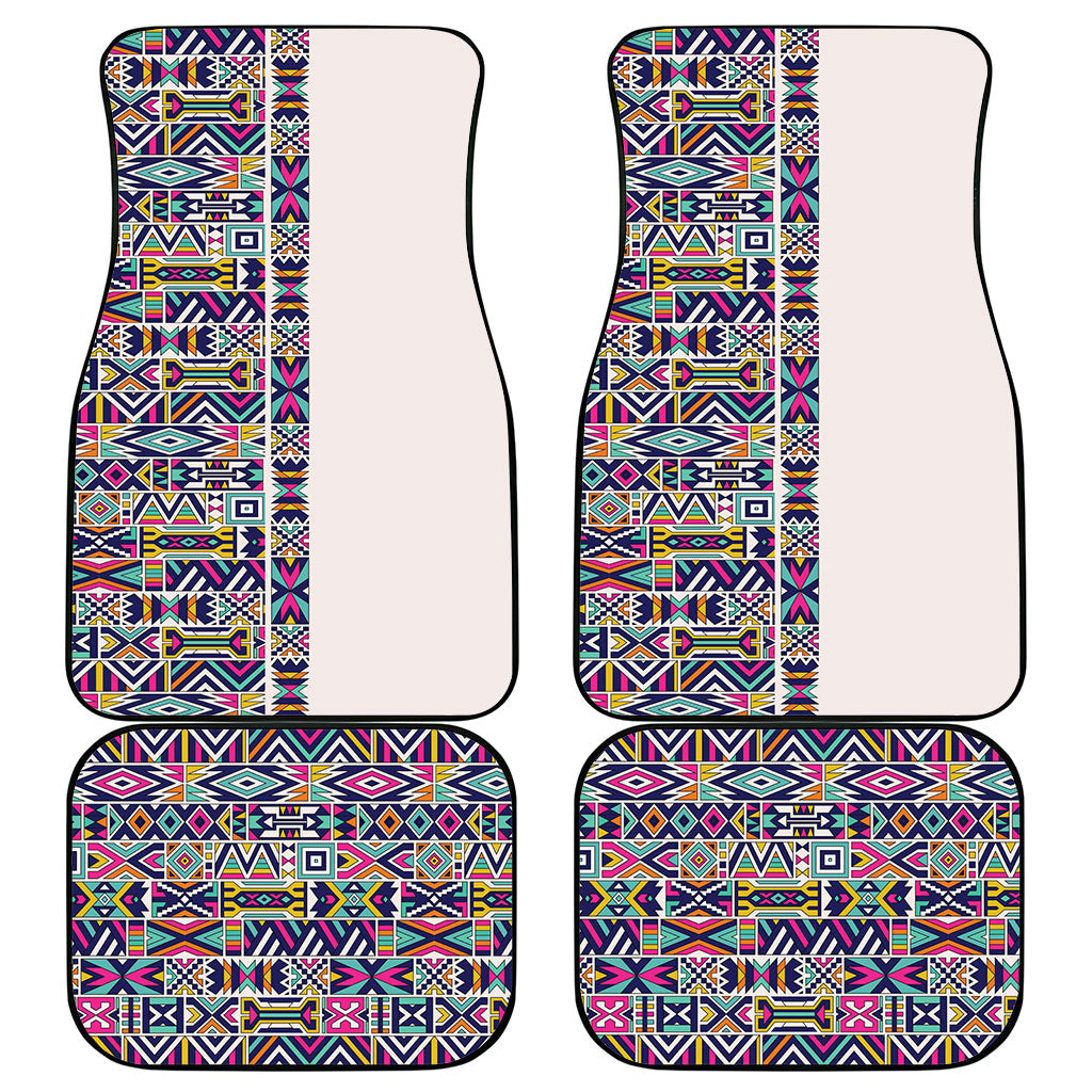 African Ndebele Art Patterns Car Mats Beige Half Style