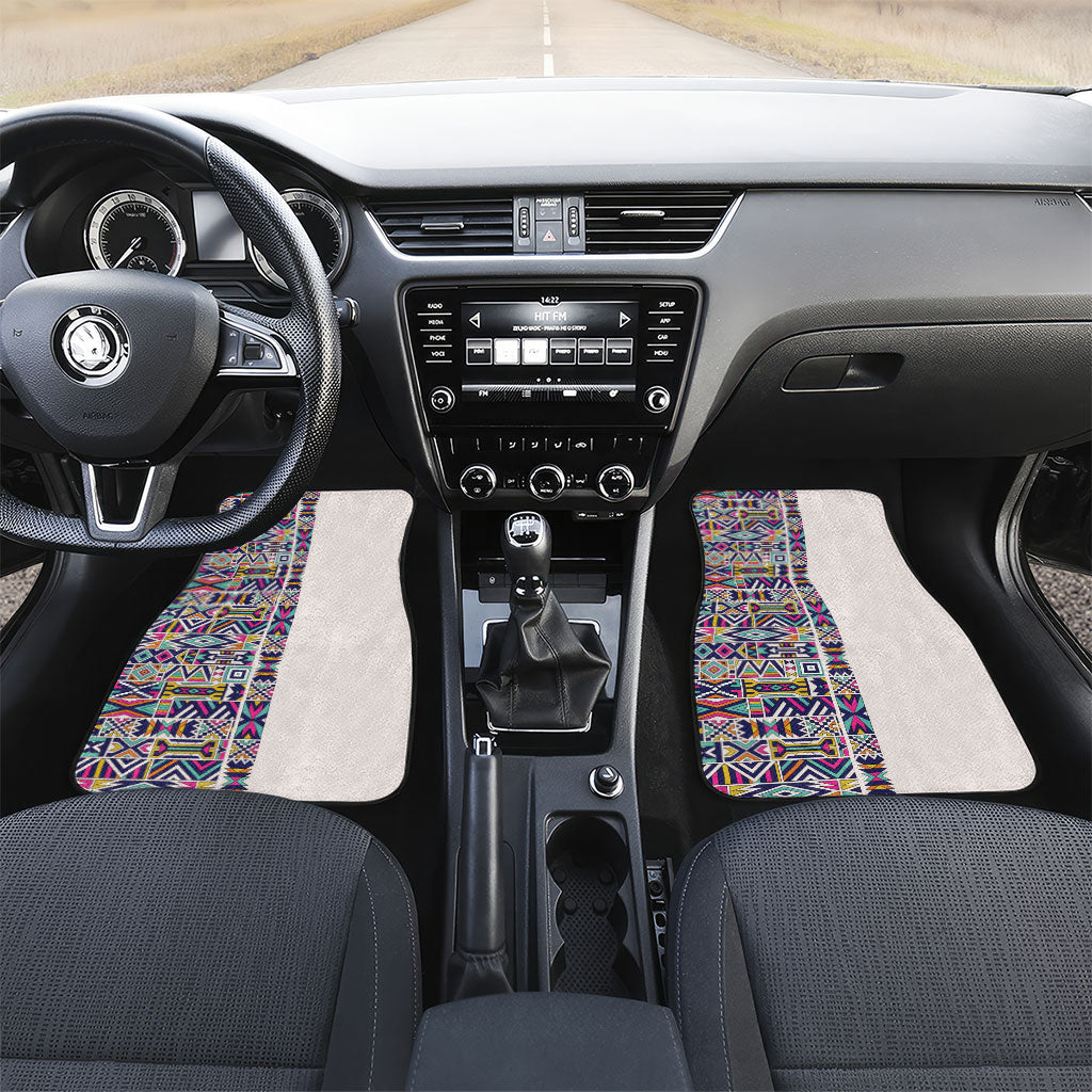 African Ndebele Art Patterns Car Mats Beige Half Style