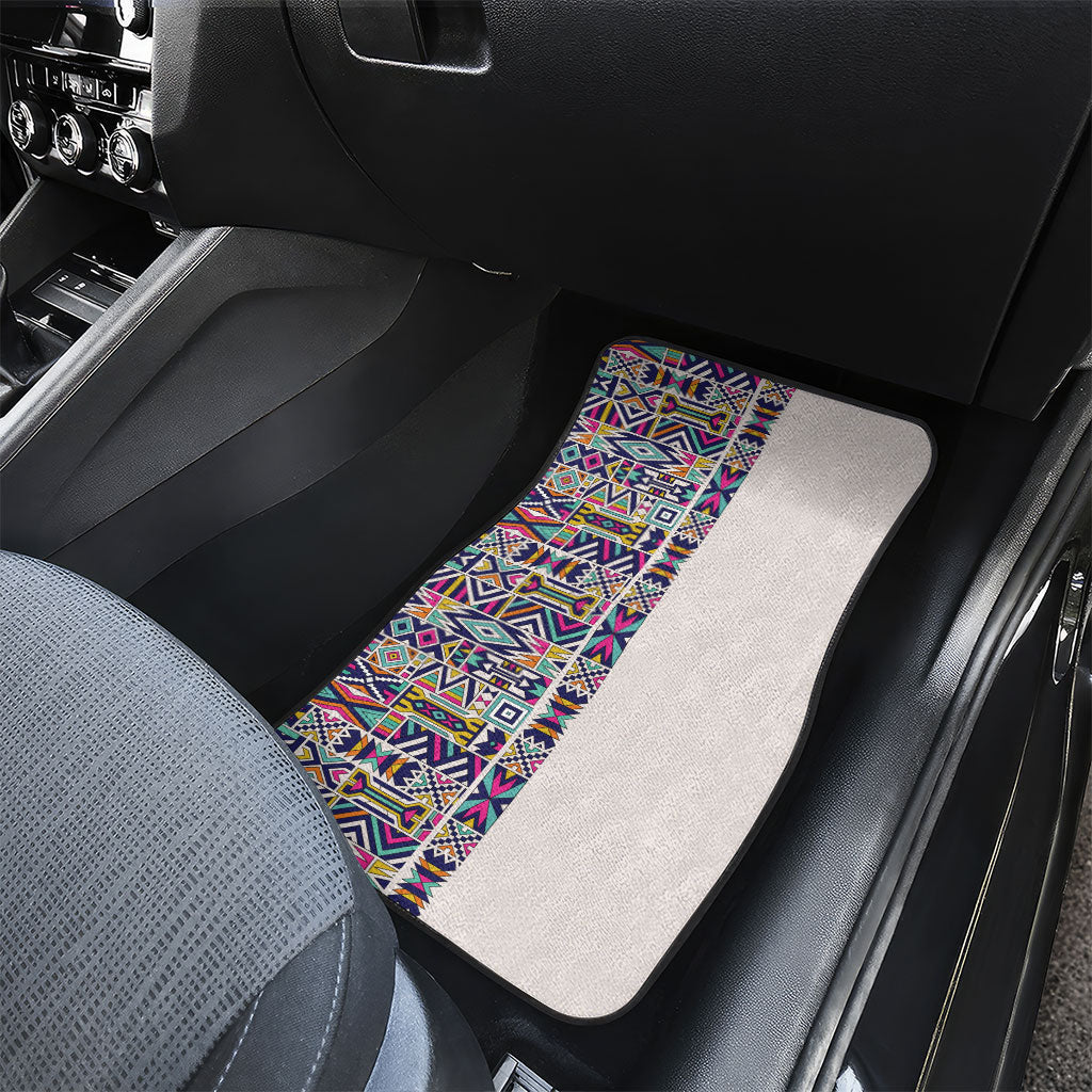 African Ndebele Art Patterns Car Mats Beige Half Style