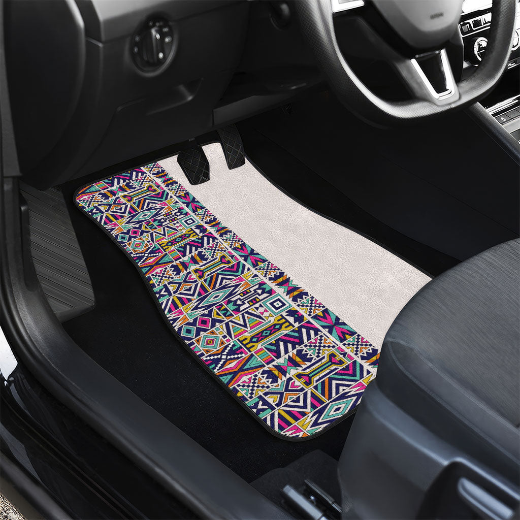 African Ndebele Art Patterns Car Mats Beige Half Style