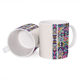 African Ndebele Art Patterns Ceramic Mug Beige Half Style